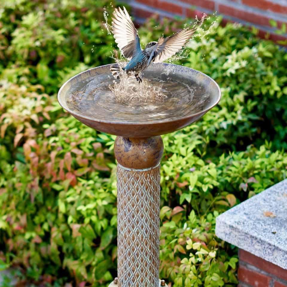 HUWAIPL metal bird bath outdoor water bowl with rust-resistant finish