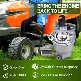 HUZTL carburetor installation on a lawn mower illustrates a straightforward replacement.