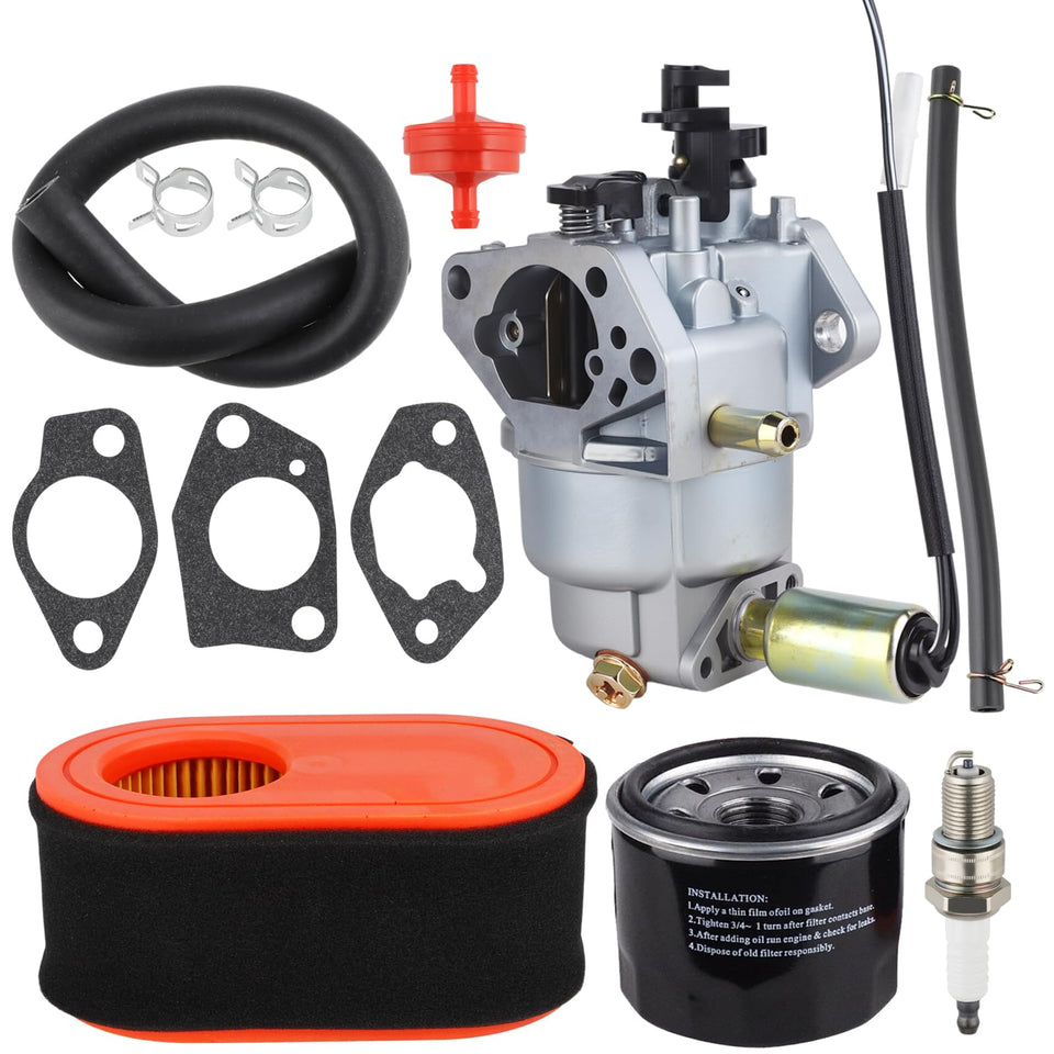 HUZTL carburetor on workbench shows broad compatibility for various lawn tractors.