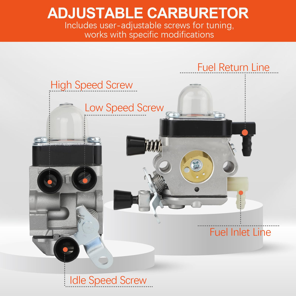 HUZTL FS38 carburetor installed on STIHL FS38 demonstrates easy mounting.