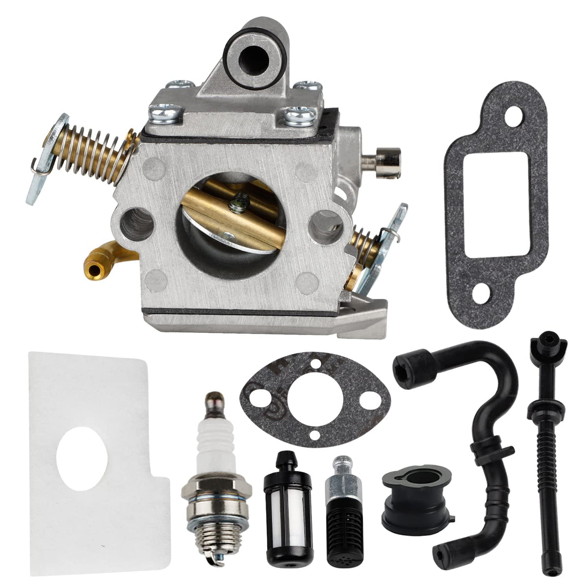 HUZTL MS170/MS180C carburetor close-up for durable build and reliable starts.