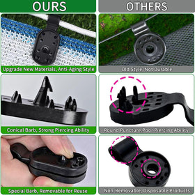 HVECT rope-hole design clip allows easy sliding along track for precise positioning