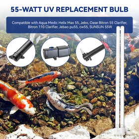 HWEIUA 55W UV bulb for aquarium purification supports crystal-clear tanks