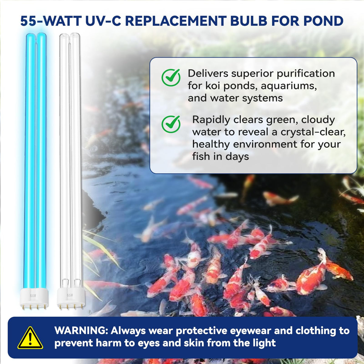 HWEIUA UV bulb compatible with Oase Bitron systems for pond clarity