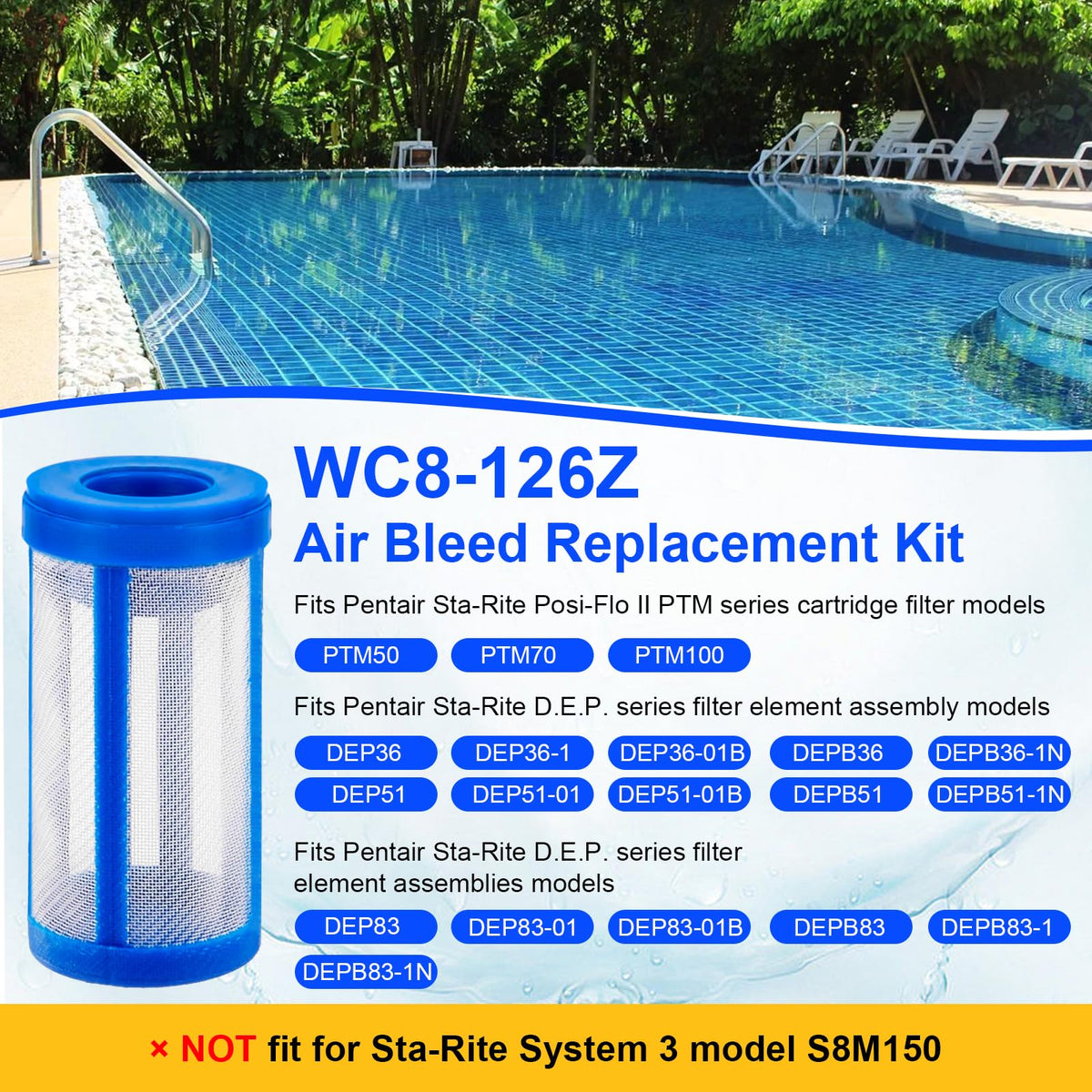 HWEIUA WC8-126Z air bleed kit dimensions to verify fit in your filter system