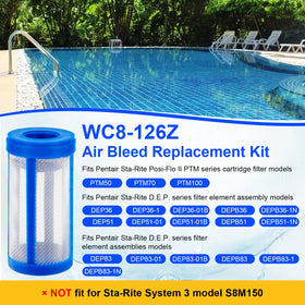 HWEIUA WC8-126Z air bleed kit dimensions to verify fit in your filter system
