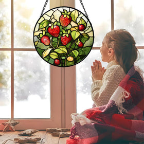 HWRHTR red strawberry suncatcher adds cozy glow to any sunny day