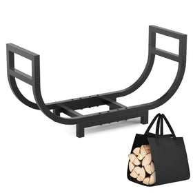 HXJLJY firewood rack shown on patio for warm outdoor gatherings.