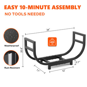 HXJLJY rustproof metal firewood rack resists weather and daily use.