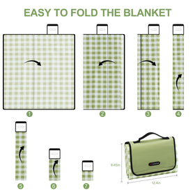 HX&OD easy-clean picnic blanket being wiped clean after use