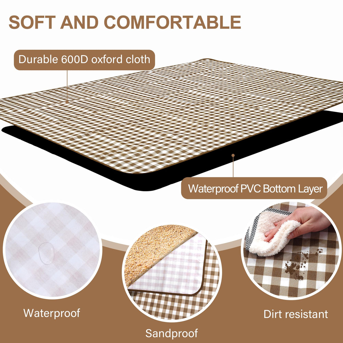 HX&OD foldable picnic blanket easily folds to compact book size.