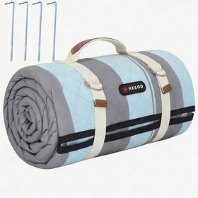 HX&OD Outdoor Picnic Blanket 80x60 spread on grass for family gathering.