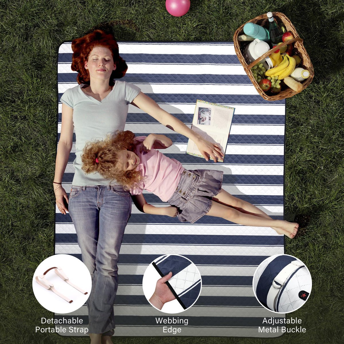 HX&OD picnic blanket lightweight with carry strap for portability.
