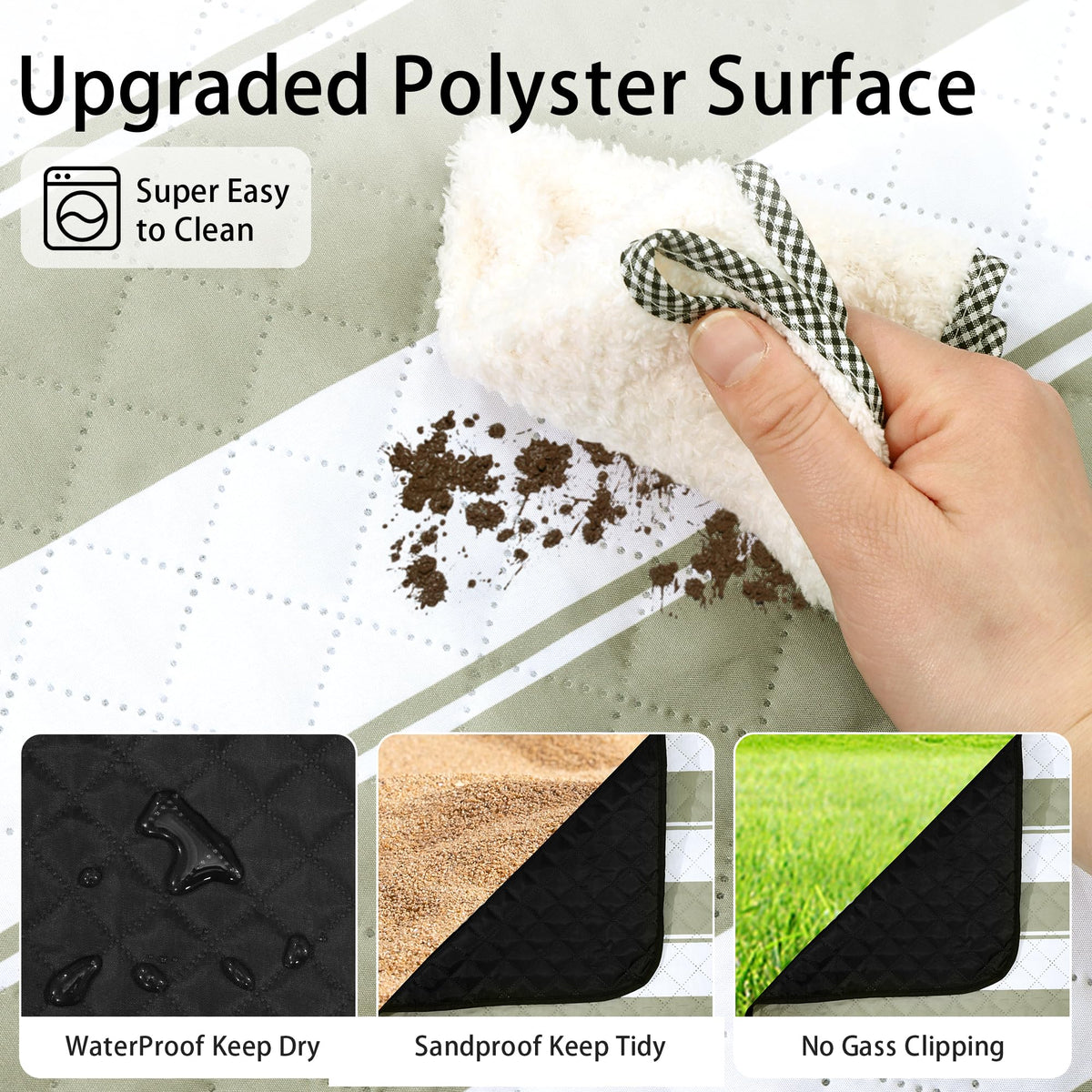 HX&OD waterproof backside protecting from damp grass and moisture.