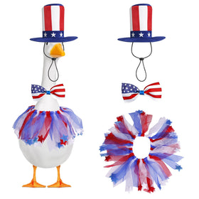 HXRYAGi patriotic goose hat enhances porch decor with festive Independence Day flair.