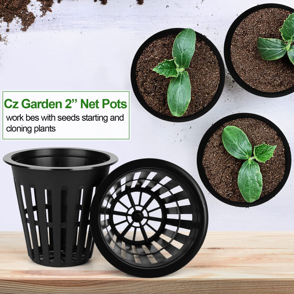 HXSEMAYIG 100-pack net pots for hobbyists and growers.