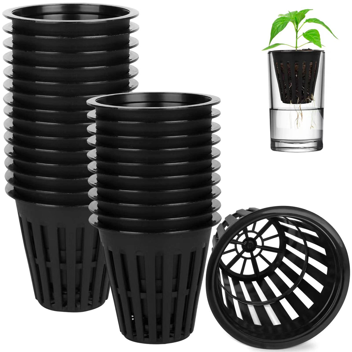 HXSEMAYIG 2-inch net pot with mesh cup for clean, healthy hydroponic roots.