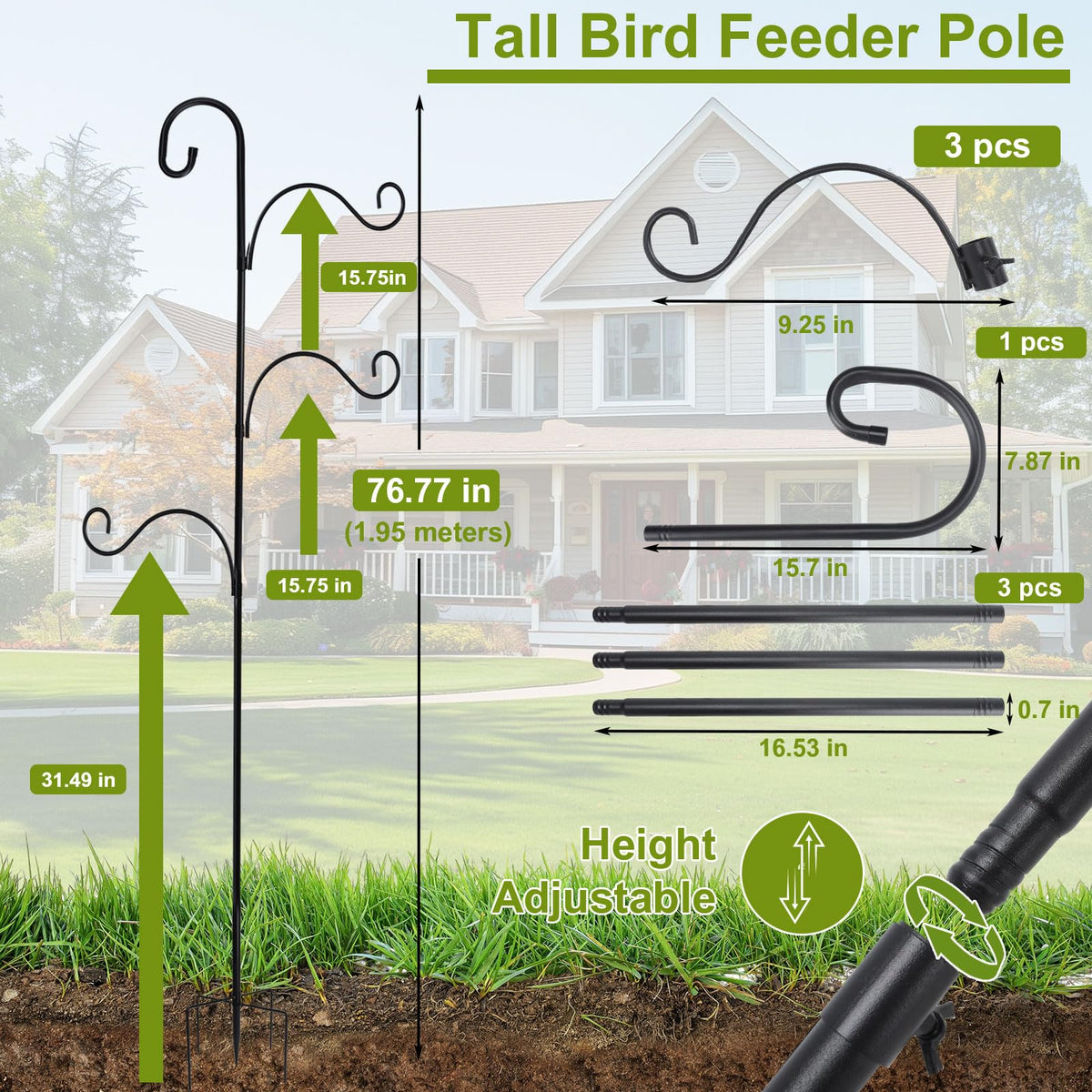 HXYQMMY 4-adjustable-hooks showcase flexible hanging options for garden decor.