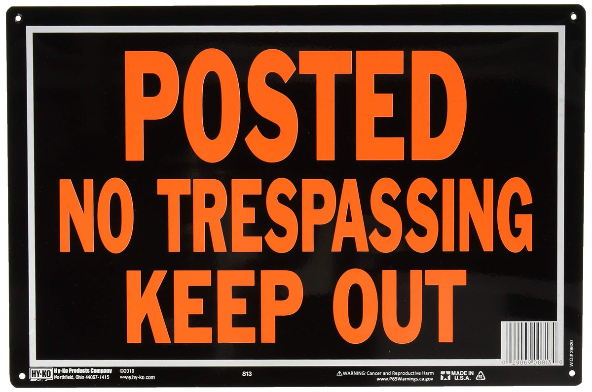Hy-Ko aluminum no trespassing sign for durable outdoor use and boundary indication
