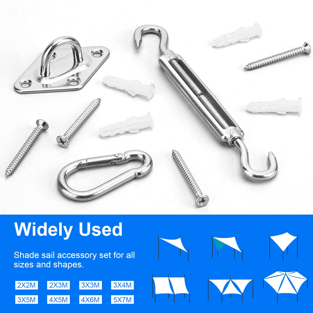 HYASIA 40-piece shade sail kit components overview