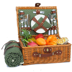 HYBDAMAI picnic basket for 4-person with classic wicker design to keep meals organized outdoors