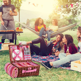 HYBDAMAI pink willow picnic basket makes a gift option