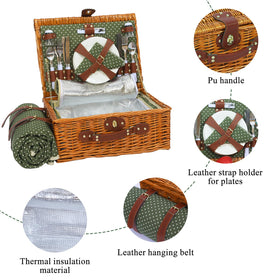 HYBDAMAI wicker-hamper portable design offers easy transport for park outings