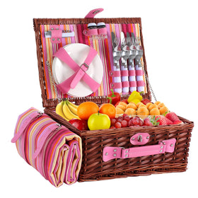 HYBDAMAI wicker picnic basket for four ready for alfresco meals