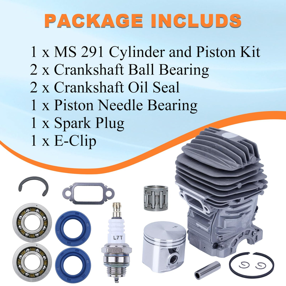 Spark plug and E-clip included for easy installation