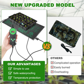 HYDGOOHO seedling heat mat under seed-starting tray delivering reliable warmth