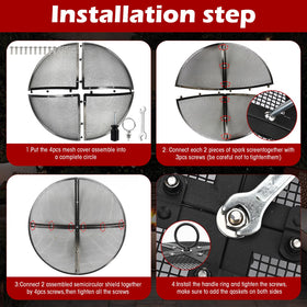Hydream easy-to-assemble fire pit screen quickly snaps into four parts.
