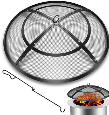 Hydream fire pit spark screen 36-inch keeps embers contained for safer outdoor gatherings.
