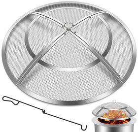 Hydream 36-inch firepit spark screen cover to contain embers and simplify backyard roasting.