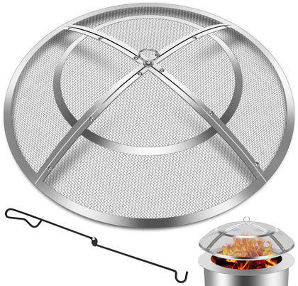 Hydream 36-inch firepit spark screen cover to contain embers and simplify backyard roasting.