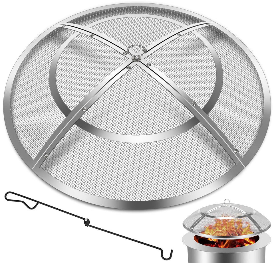 Hydream 36-inch firepit spark screen cover to contain embers and simplify backyard roasting.