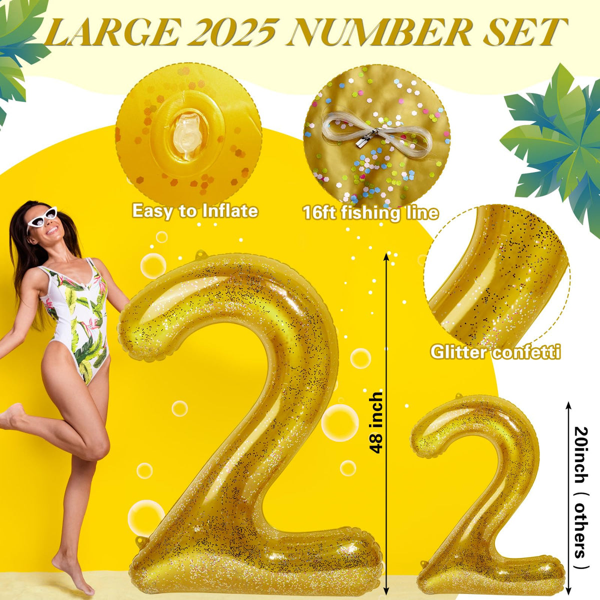 HyDren giant 2026 numbers in gold and clear add vibrant party centerpiece
