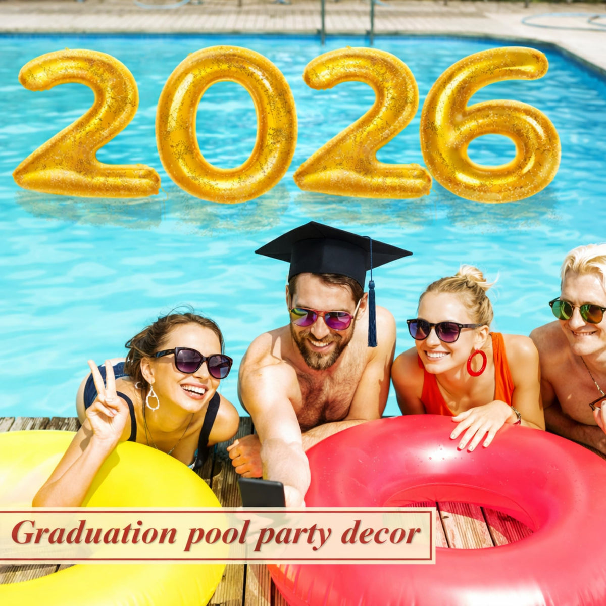 HyDren gold clear sequin pool decor for celebrations