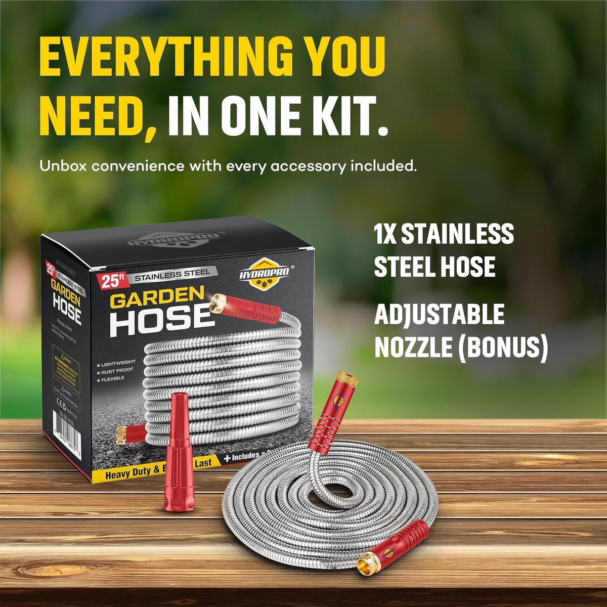HydroPro easy-storage coil allows quick neat storage.