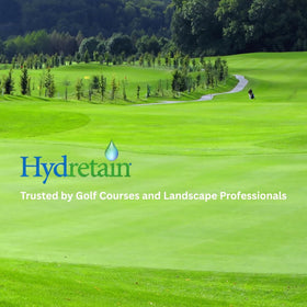 Professional landscaper applying Hydretain for long-lasting root hydration.
