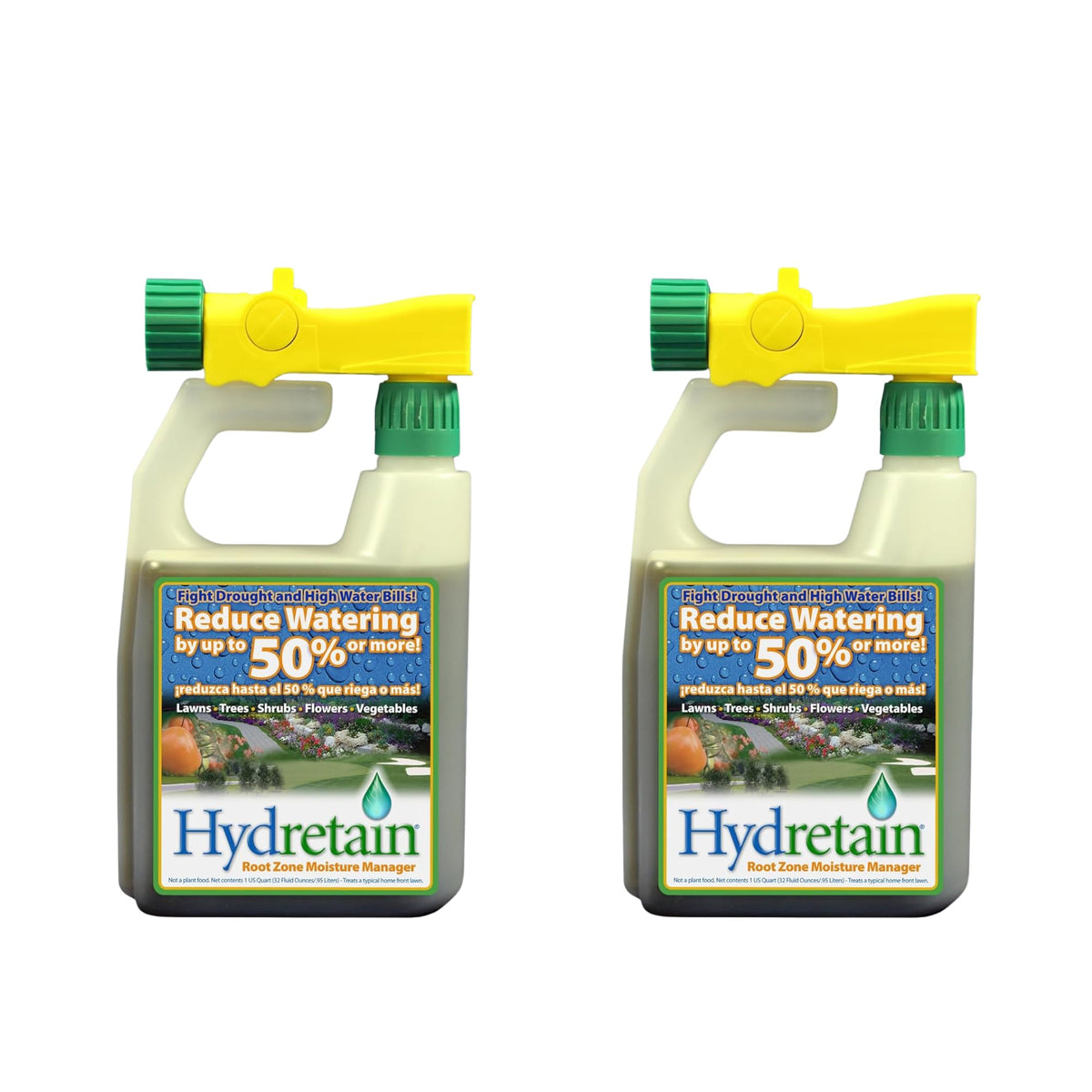 Hydretain Root Zone Moisture Manager bottle ready for soil application to extend hydration.