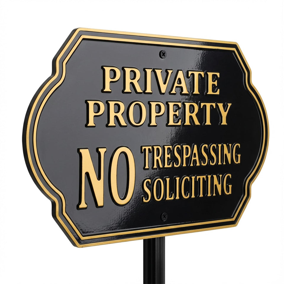 HYF DESIGN No Soliciting Sign on a front door stake for clear privacy and fewer interruptions