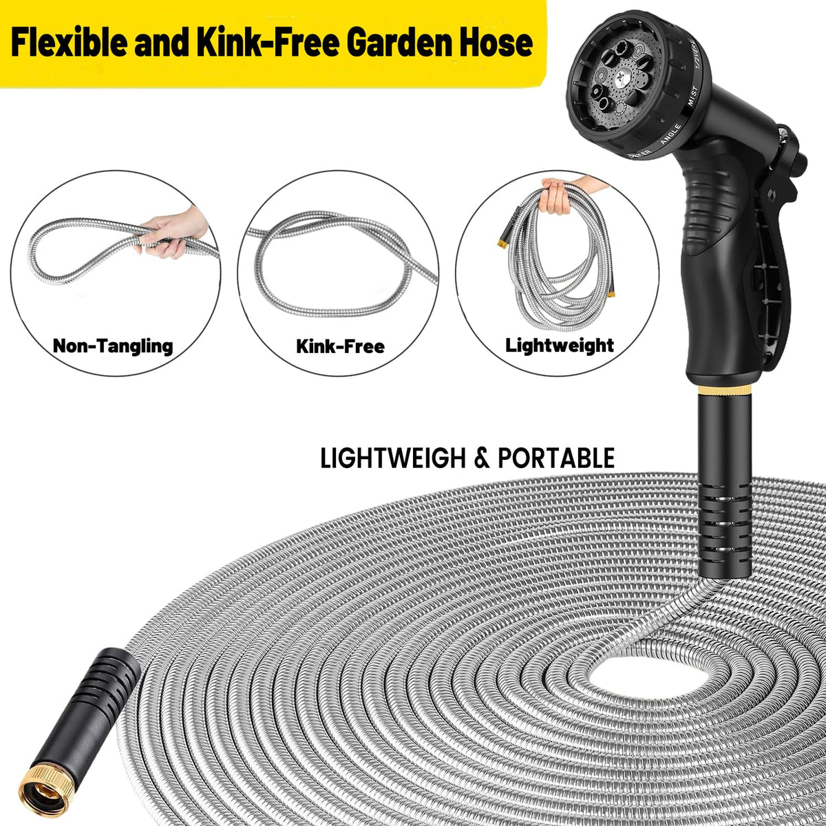 Hygeeon stainless steel hose outer shell provides durability and rust resistance