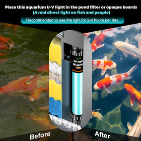 Hygger pond U-V light with gravity-sinking design simplifies installation.