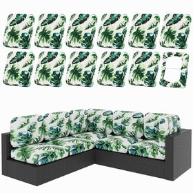 Hyha 12Pcs Monstera Deliciosa cover-only cushions protect outdoor furniture in tropical style.