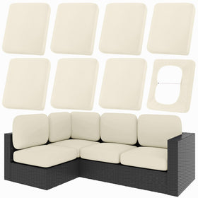 Hyha 8Pcs beige cushion covers in packaging, protected during delivery.