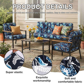 hyha four-piece set cushions cover full patio coverage with coordinated colors.