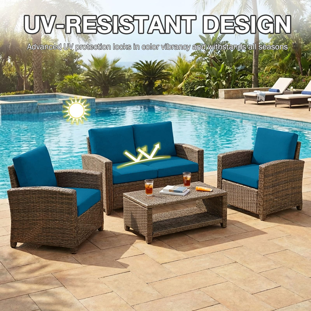 Hyha outdoor slipcovers protect cushions across patio and garden.
