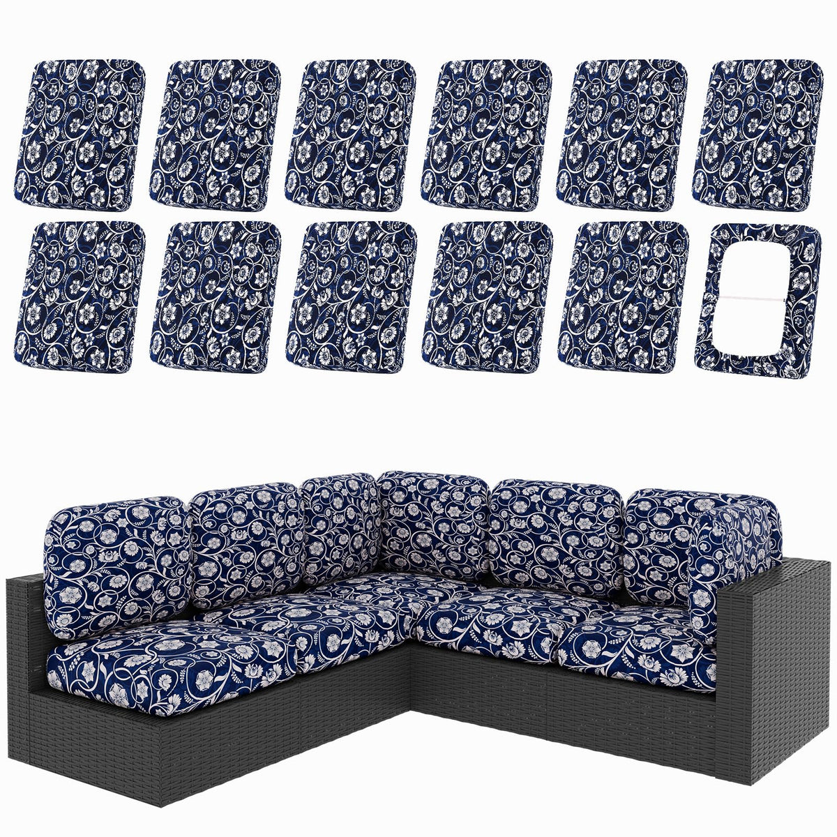 hyha baroque patio cushion cover enhances outdoor furniture style for 12-piece set