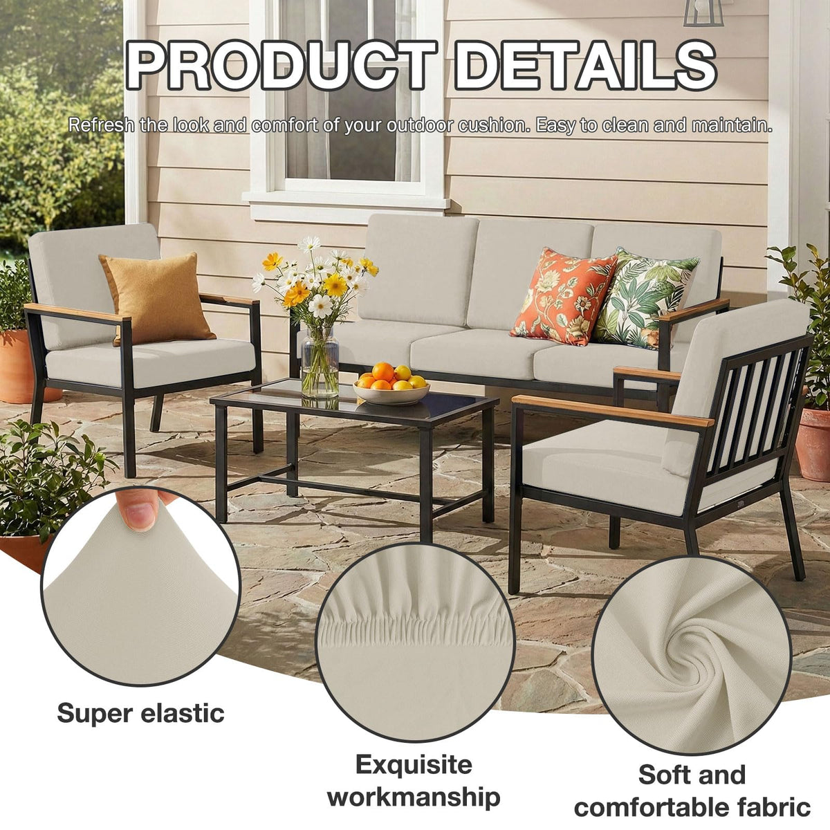 Hyha patio cushion cover stretch fit demonstrates universal sizing for cushions