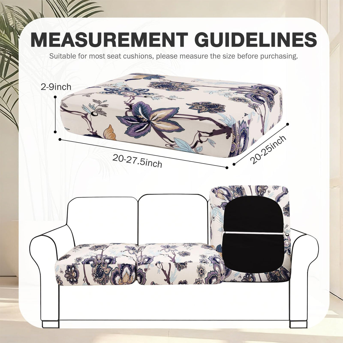 Hyha ultra-stretchy fabric cushion cover fits a range of cushion sizes securely.